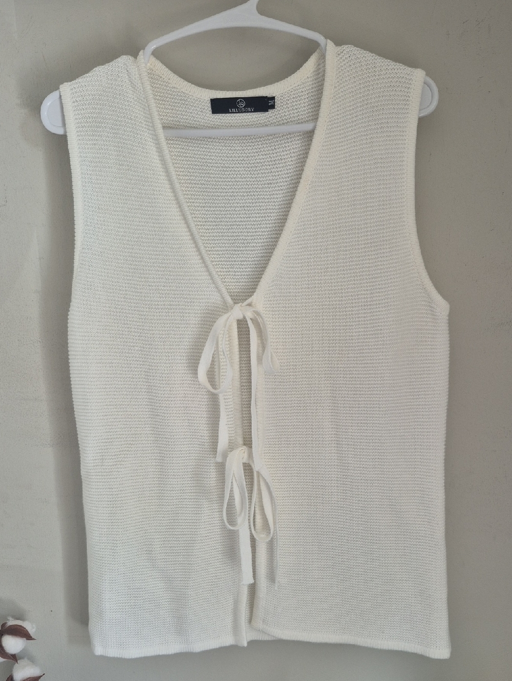 Leifsdottir Cream Knit Tie-Front Tank